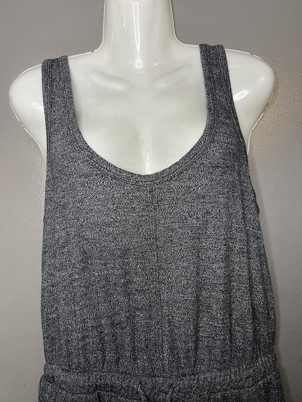 FP Beach Jumpsuit Womens Medium Gray Knit Scoop Neck Elastic Waist Pockets